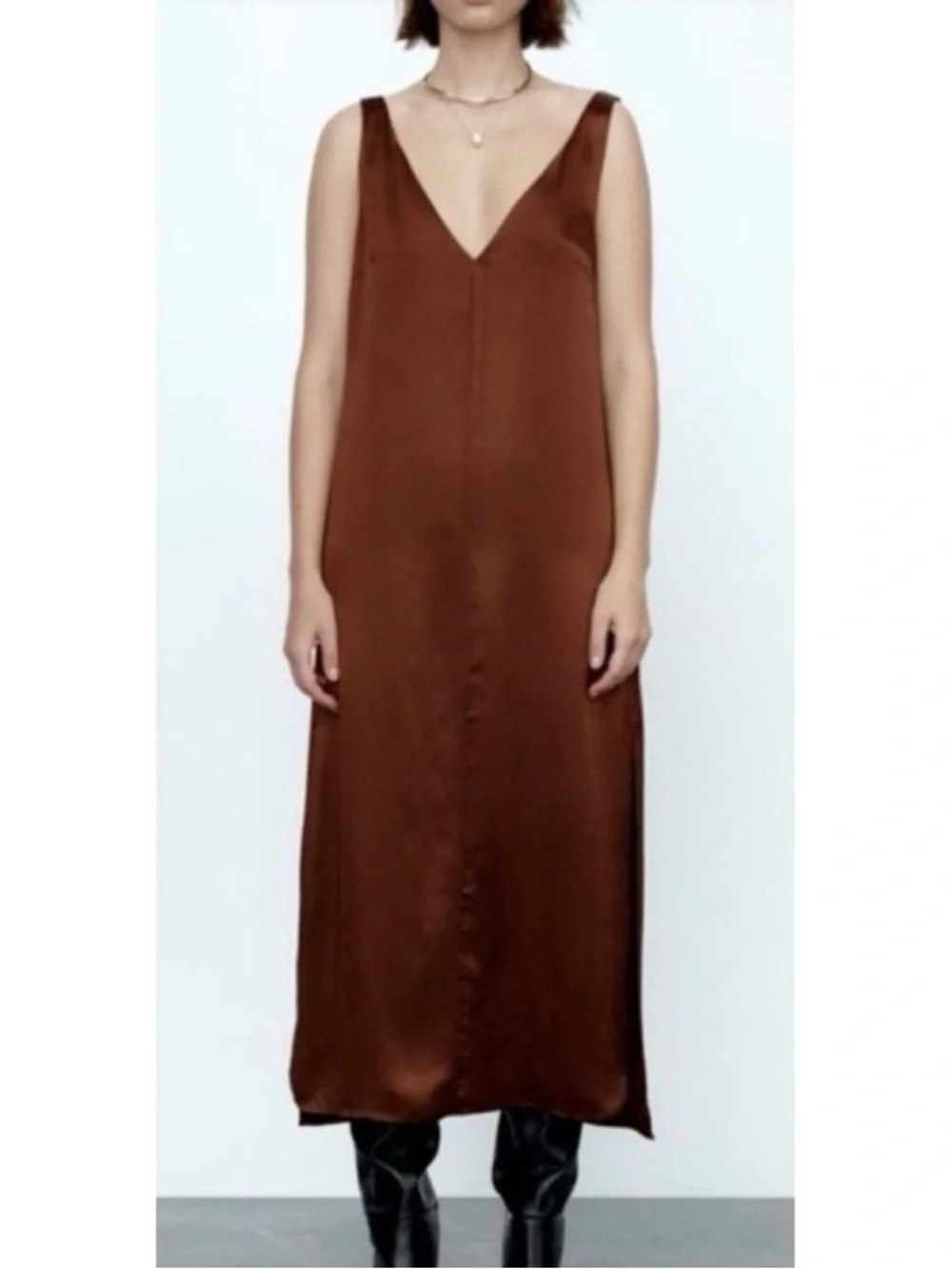 brown slip dress zara Slip Dress Zara 3067